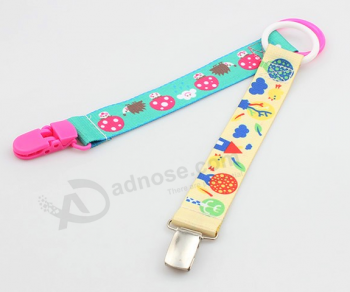 Metal and plastic custom logo printing baby pacifier clipper
