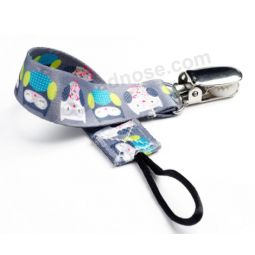 High Quality Polyester cartoon strap portable baby pacifier clip