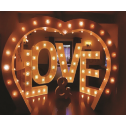 Signo de bulbo de letra led personalizado para el día festivo de la boda