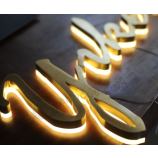 Gouden metalen backlit led signage goedkope groothandel