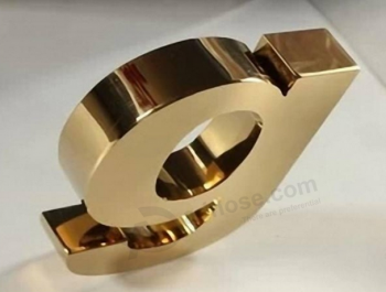 Customized stainless steel channel letter sign gold brushed metal letter