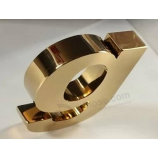 Kundengebundener Edelstahlkanalbuchstabezeichen Gold. gebürsteter MetAllesbuchstabe