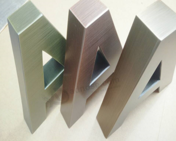 Brushed finish stainless steel letter sign Painted decorated letter building name