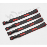Pulseira de poliéster de tecido personalizado com bloqueio de plástico de uma vez
