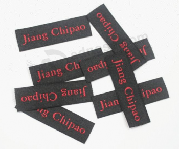 Etiquetas tecidas do corte reto do logotipo da alta qualidade para a roupa