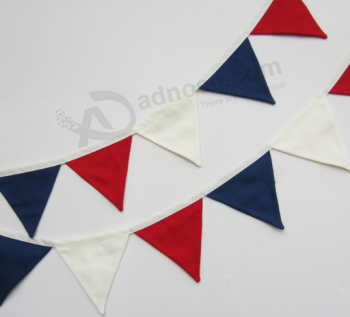 Wholesale custom decoration triangle cotton fabric banner