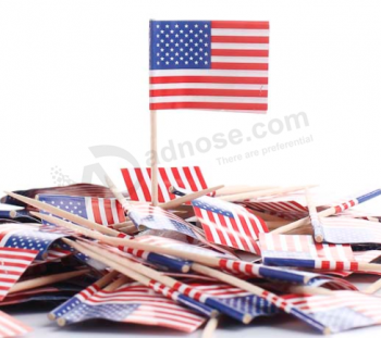 Factory custom disposable wooden national toothpick flag