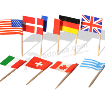 пользовательский деревянный палочка мини-швейцарский зубочисткий флаг