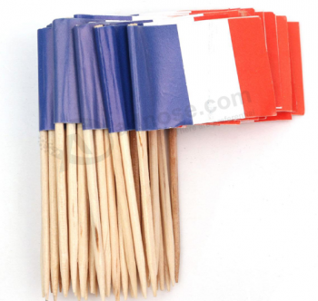 Lados dobles imprimen bandera de alimenTos de papel palillo de dienTes personalizado