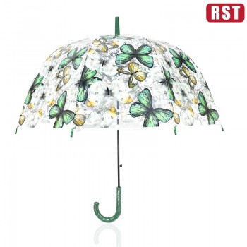 최고의 판매 23inches 8ribs 자동 오픈 투 투명 나비 우산