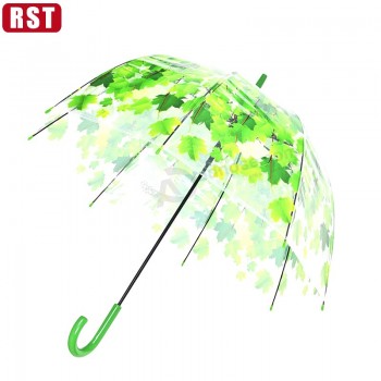 Gloednieuwe mode koepel duidelijke paraplu groene bladeren TransparanTe apollo paraplu 3ohTnk parapluie elparaguas der schirm
