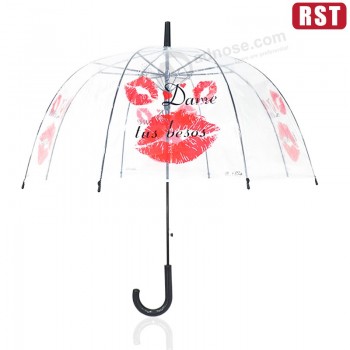 TransparenTe Lippen des GroßhandelsqualiTäTsklaren geraden Regenschirmes regenschirm gebrandmarkTe Regenschirme