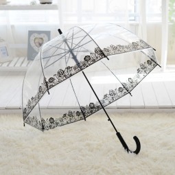 PVC 플라스틱 조류 모양 투명 스트레이트 분명 우산 화이트