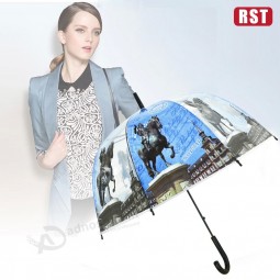 2019 new product design transparent straight bubble umbrella with your logo