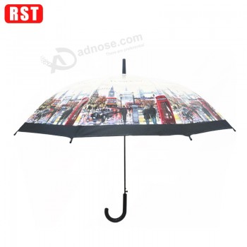 Parapluie droiT auTomaTique TransparenT de forme de dôme de qualiTé