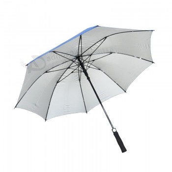 卸売格安銀の接着剤風の耐性ゴルフ傘カスタム印刷傘