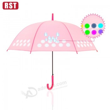 Hot sale new fashion creative color changing straight cute children umbrella for kids with your logo