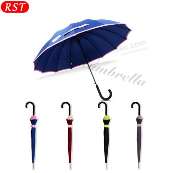Wholesale customized business windproof promotion big size straight umbrella with shinning edge strong windproof mbrellas