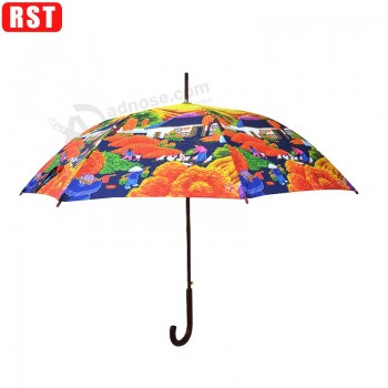 высокое качество Китай производитель автоматический открытый ветрозащитный прямой деревянный зонт для ручек