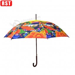 High quality China manufacturer auto open windproof straight wooden handle umbrella with your logo