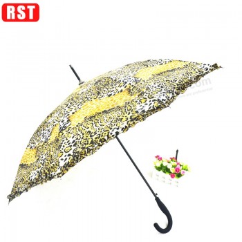 Rubber coatedc leopard lace windproof straight rain gear umbrella xiamen umbrella with your logo