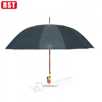 HeTe verkoop promoTionele zwarTe rechTe paraplu op maaT auTomaTische Teflon gEcoaTe paraplu
