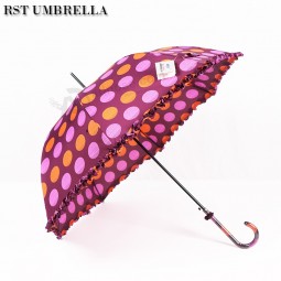 Adnose 베스트 셀러 컬러 레이스 폴카 도트 직선 우산 여성 우산을 변경