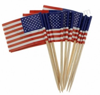 Aangepaste grootte fabriek afdrukken VS papieren tandenstoker vlaggen