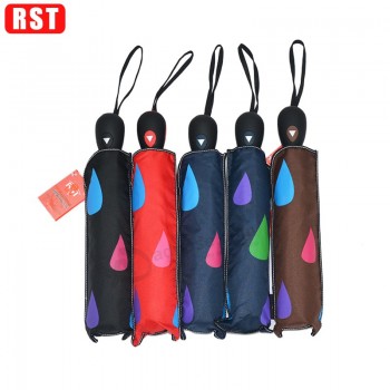 3 fold new fashion raindrop design creative color changing magic umbrella for gift with your logo