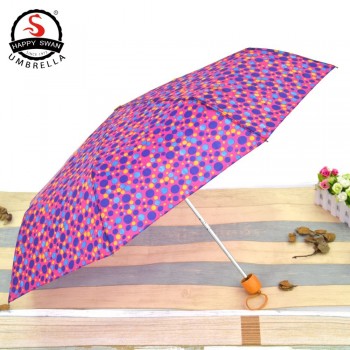 Feliz cisne chinês imporTações aTacado promocional Três guarda-chuva dobrável 8 rib bohemian guarda-chuva