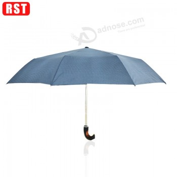 Bent handle automatic fashion 3 folding umbrella decorative indian compact umbrella with your logo