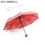 Merk china fabrikanT vinTage bloem auTo open close 3 opvouwbare zakelijke paraplu