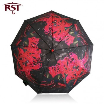 유화 예술 여자 우산 접는 브랜드 품질 9ribs windproof 우산 비 여자 물방울 파라솔 paraguas