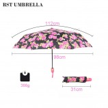 Rubber handle three folding umbrella ladies fashion automatic cotton umbrella with your logo