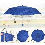 190T pongee fabric custom print fashion three folding Striped business umbrella with your logo