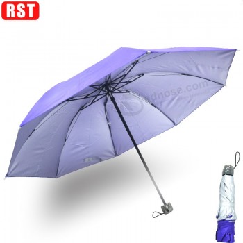 Customized hot sale 2018 Plain colour Silver umbrella three folding umbrella with your logo