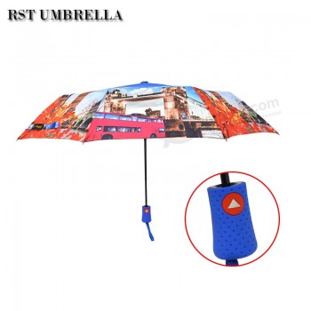 快乐天鹅艺术印刷彩色涂层数码印花折叠抗-Uv成人防晒雨伞遮阳伞