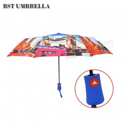 HAPPY SWAN Art Printed Color Coating Digital printing Fold Anti-UV Adults Sun Rain Umbrella Parasol with your logo
