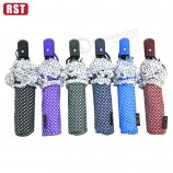 SpiTzen-Design weiß DoT AuTo öffnen 3 Taschenschirm Beschreibung