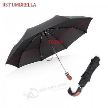 黒い防風曲げハンドル3折りたたみ傘ブラジルの傘