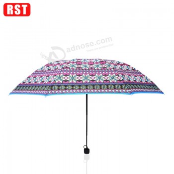 Wholesale Bohemia design Fully-automatic Three Folding Umbrella For Rain Automatic Umbrella Parasol For Woman with your logo