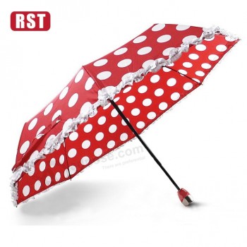 Wholesale dots design three folding cheap promotional dots umbrella with your logo