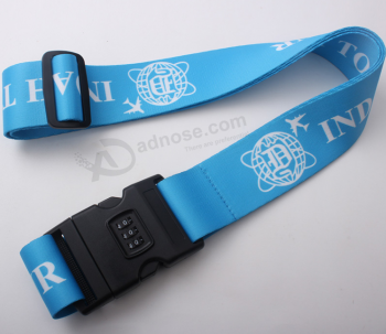 Hot sale blue logo print luggage strap tag belt