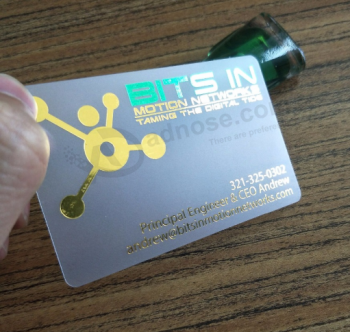Plástico PVC transparente hoja de oro tarjetas de negocio claros