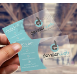 Clair cartes de visite en plastique matériel visite des cartes de visite