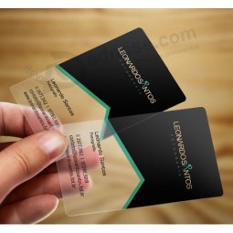 Venda quente personalizado plástico transparente pvc cartão de visita
