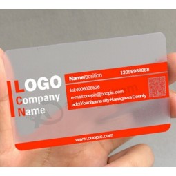 Plástico claro pvc nome cartão de visita personalizado