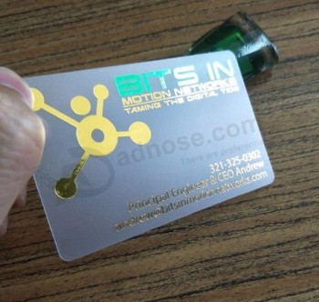 ゴールドホイル透明プラスチッククリアPVC名刺カード
