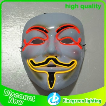 New EL product face party mask for simple design masquerade el wire party mask,el flashing mask