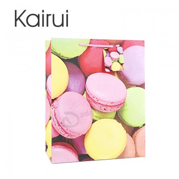 Customized white cardboard paper bag macaron printed paper bag